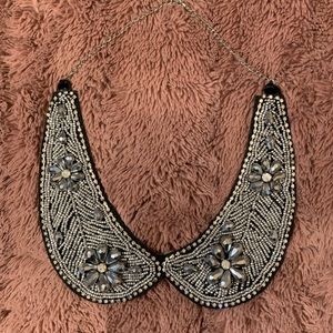 Black and Silver Bibb Necklace